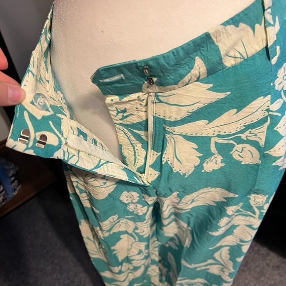 Floral Teal and Cream Trousers - Picture 4 of 6